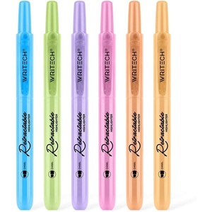 image:imageWRITECH Retractable Highlighters Assorted Colors Chisel Tip Click Aesthetic Highlighter Marker Pens Pack Multi Colored Ink No Bleed Smear for Highlighting Journaling 6ct VintagePastel