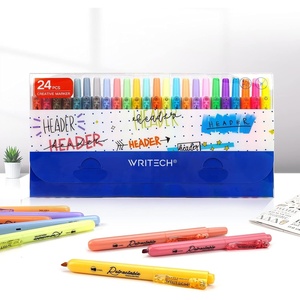 image:imageWRITECH Retractable Highlighters Assorted Colors Chisel Tip Click Aesthetic Highlighter Marker Pens Pack Multi Colored Ink No Bleed Smear for Highlighting Journaling 6ct VintageBig Pack