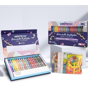 image:imageWRITECH Retractable Highlighters Assorted Colors Chisel Tip Click Aesthetic Highlighter Marker Pens Pack Multi Colored Ink No Bleed Smear for Highlighting Journaling 6ct VintageGift Set