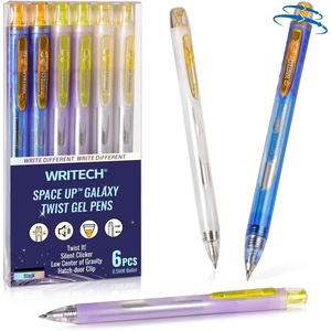 image:imageWRITECH Twist Gel Ink Pens Fine Point 05mm Black ink 6ct Low Center of Gravity Rotatable Pen No Smear Silent Click Space Up Gel Galaxy