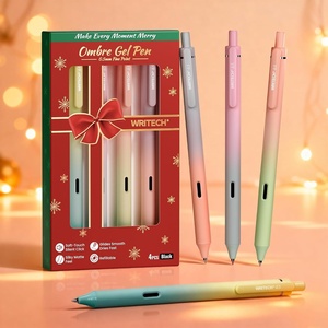 image:imageWritech Retractable Gel Ink Pens 8ct Black Ink 05mm Fine Point Tip Pen Comfort Grip Smooth Writing with Aesthetic Gradient Color Barrel for Journaling Note Taking Sketching No Bleed amp Smear4 Pcs Christmas
