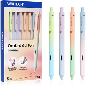 image:imageWritech Retractable Gel Ink Pens 8ct Black Ink 05mm Fine Point Tip Pen Comfort Grip Smooth Writing with Aesthetic Gradient Color Barrel for Journaling Note Taking Sketching No Bleed amp SmearMulticolor
