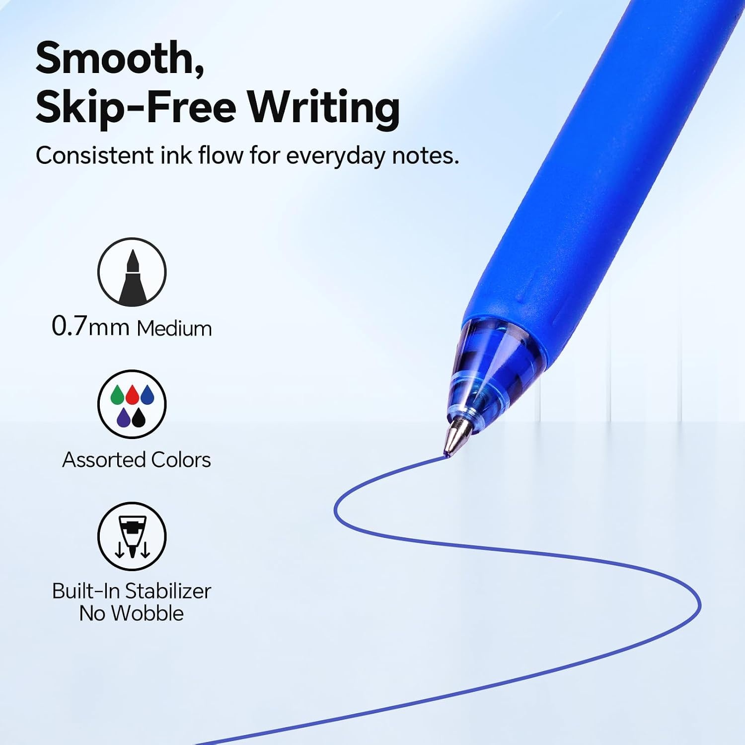 image:imageWRITECH Colored Gel Pens 07mm Switch Silent Click Mode for Quiet or Click Feedback Smooth Writing Quick Dry Ink Medium Point for Note Taking Color Coding Journaling School Office Study5 Pcs Multicolor07