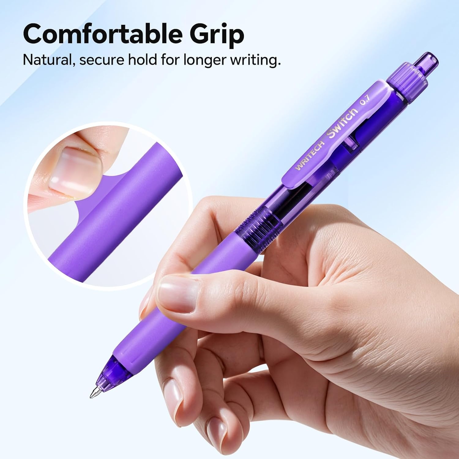image:imageWRITECH Colored Gel Pens 07mm Switch Silent Click Mode for Quiet or Click Feedback Smooth Writing Quick Dry Ink Medium Point for Note Taking Color Coding Journaling School Office Study5 Pcs Multicolor07