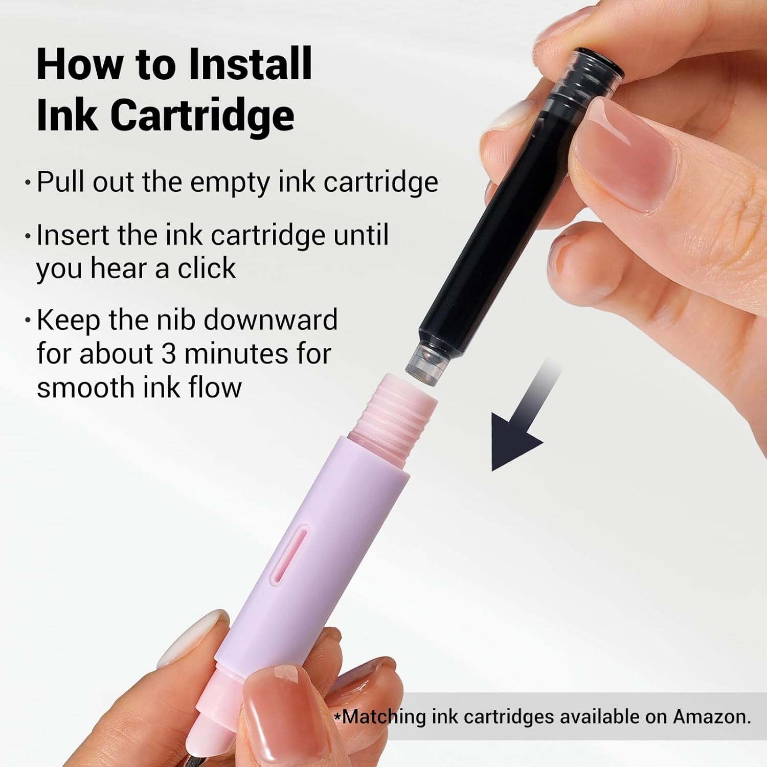 image:imageWRITECH Fountain Pen Soft Grip Fine Nib Black Ink Pen with 3 Ink Cartridges and 1 Replacement Nib Set Smooth Writing for Journaling Calligraphy Gift PinkPink