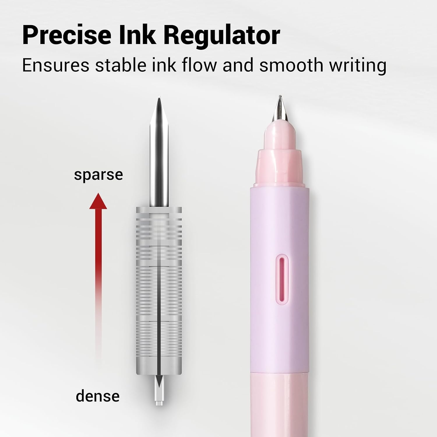 image:imageWRITECH Fountain Pen Soft Grip Fine Nib Black Ink Pen with 3 Ink Cartridges and 1 Replacement Nib Set Smooth Writing for Journaling Calligraphy Gift PinkPink
