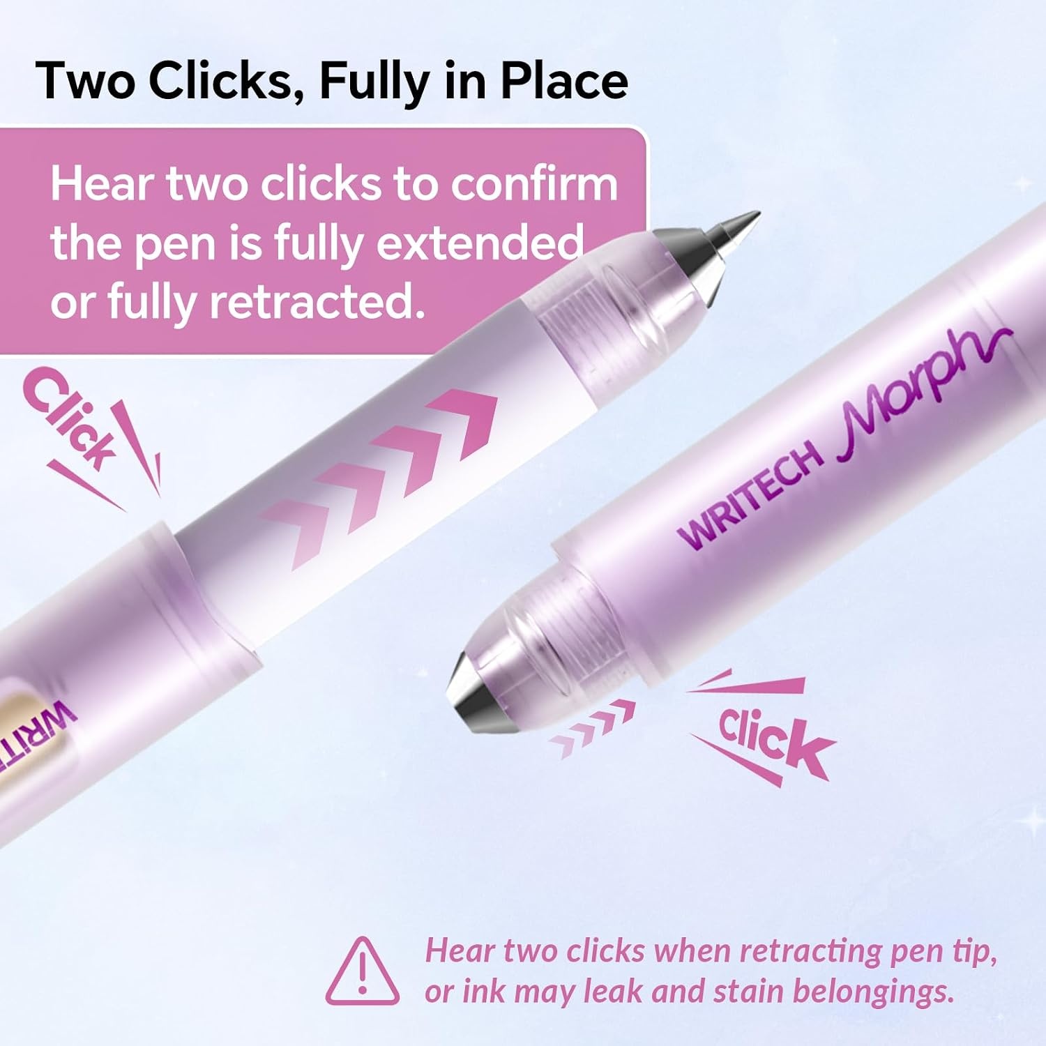 image:imageWRITECH Gel Pens Medium Point Morph 07mm Black Ink Mini to Full Size Soft Grip Portable Extendable Pocket Pen Set with 2 Pens and 2 RefillsMulticolor