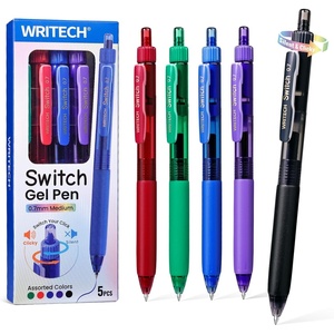 image:imageWRITECH Colored Gel Pens 07mm Switch Silent Click Mode for Quiet or Click Feedback Smooth Writing Quick Dry Ink Medium Point for Note Taking Color Coding Journaling School Office Study5 Pcs Multicolor07