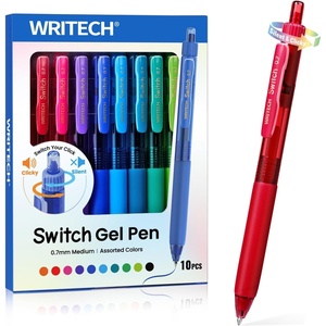 image:imageWRITECH Colored Gel Pens 07mm Switch Silent Click Mode for Quiet or Click Feedback Smooth Writing Quick Dry Ink Medium Point for Note Taking Color Coding Journaling School Office StudyMulticolor