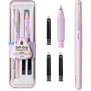 image:imageWRITECH Fountain Pen Soft Grip Fine Nib Black Ink Pen with 3 Ink Cartridges and 1 Replacement Nib Set Smooth Writing for Journaling Calligraphy Gift PinkPink