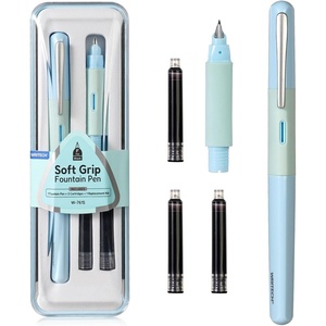 image:imageWRITECH Fountain Pen Soft Grip Fine Nib Black Ink Pen with 3 Ink Cartridges and 1 Replacement Nib Set Smooth Writing for Journaling Calligraphy Gift PinkBlue