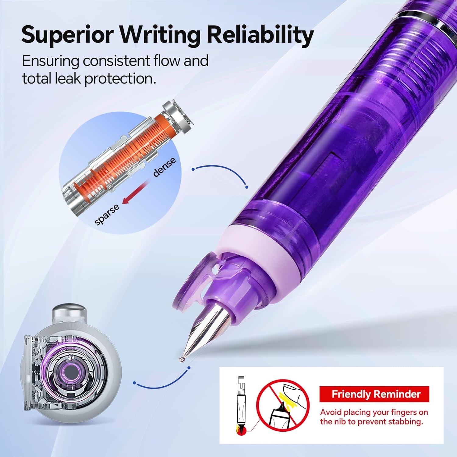 image:imageWRITECH Clictek Fountain Pen Retractable Medium Nib Black Ink 10 Cartridge Refillable Design Smooth Writing for Calligraphy Sketching Journaling Notetaking Office School Teachers Nures Beginners Gift