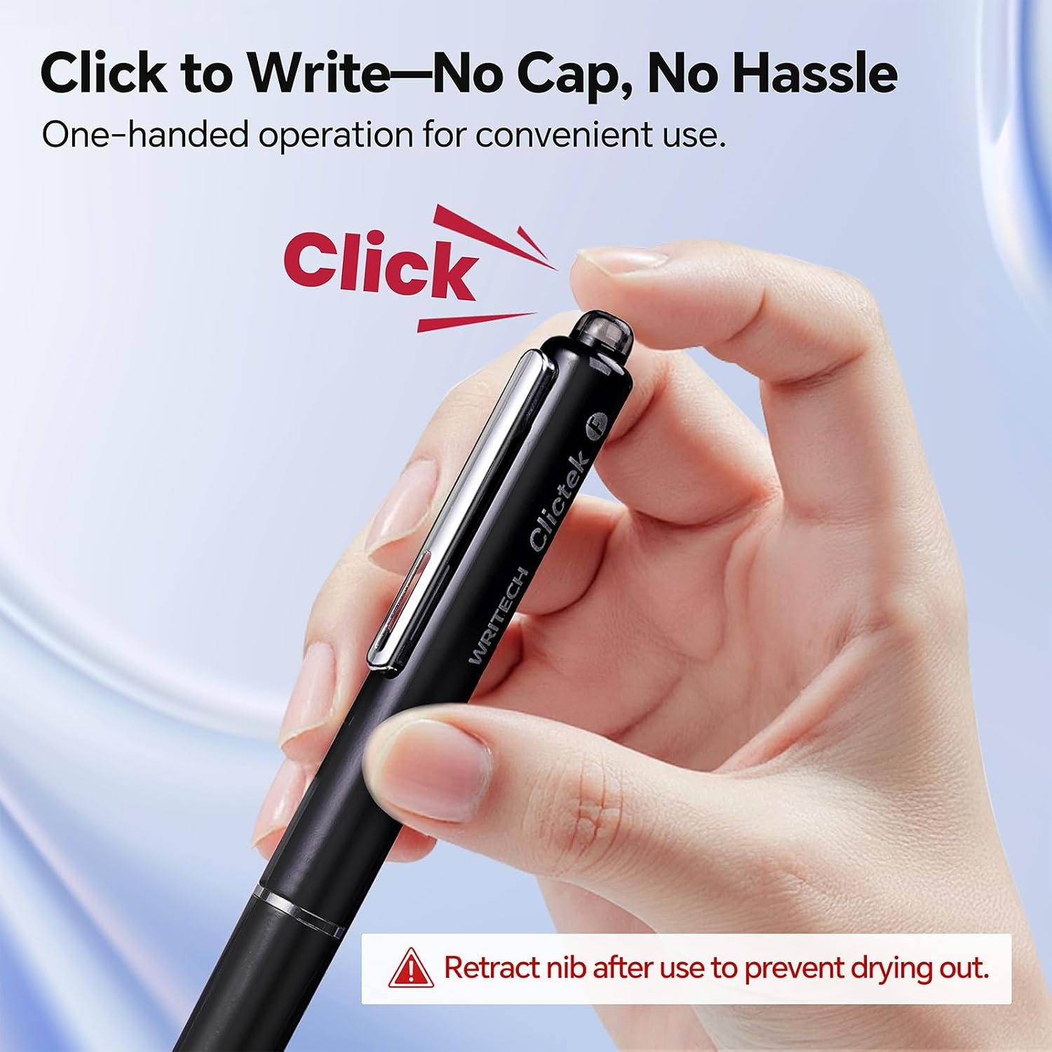 image:imageWRITECH Clictek Retractable Fountain Pen Fine Point Black Ink Cartridges Refillable Design No leaking Smooth Writing for Calligraphy Sketching Journaling Notetaking Office School Home Gift