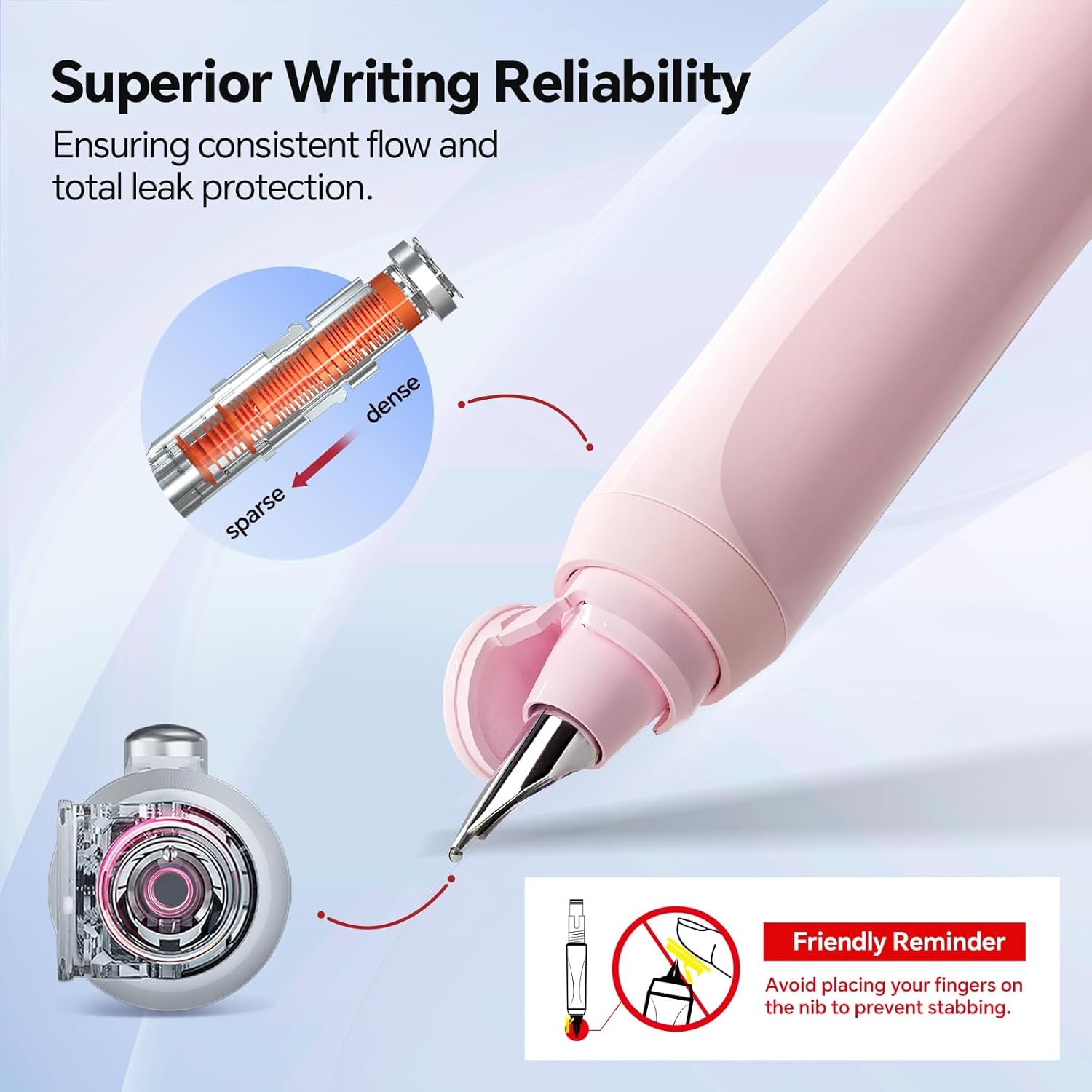 image:imageWRITECH Fountain Pen Fine Point Clictek Retractable Black Ink Cartridges F Nib Refillable Design No leaking Smooth Writing for Calligraphy Sketching Journaling Notetaking Office School Home Gift