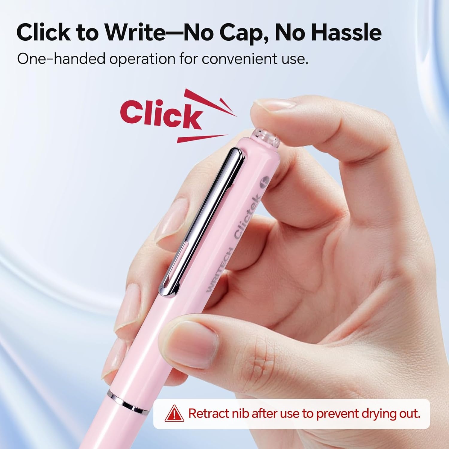 image:imageWRITECH Fountain Pen Fine Point Clictek Retractable Black Ink Cartridges F Nib Refillable Design No leaking Smooth Writing for Calligraphy Sketching Journaling Notetaking Office School Home Gift