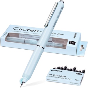image:imageWRITECH Clictek Fountain Pen Fine Retractable Black Ink with 10 Cartridges  Refillable Design No leaking Smooth Writing for Calligraphy Sketching Journaling Notetaking Office School Home Gift