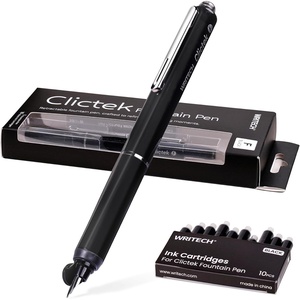 image:imageWRITECH Clictek Retractable Fountain Pen Fine Point Black Ink Cartridges  Refillable Design No leaking Smooth Writing for Calligraphy Sketching Journaling Notetaking Office School Home Gift
