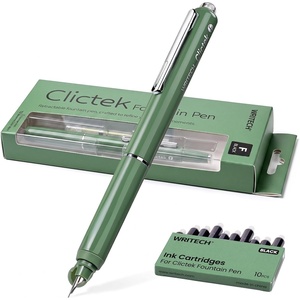 image:imageWRITECH Clictek Fountain Pen Retractable Fine Nib Black Ink Including W1784 10 Cartridges Ergonomic Grip amp Smooth Writing for Journaling Calligraphy Sketching Office Home Gifts