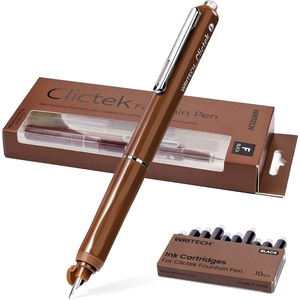 image:imageWRITECH Retractable Fountain Pen Clictek Black Ink Fine Nib Ergonomic Grip Including W1784 10 Cartridges for Smooth Writing Journaling Calligraphy Home Office Gifts